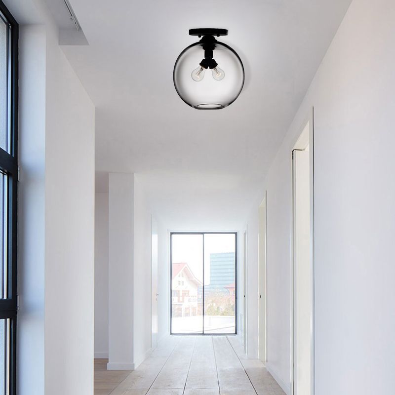 Luz montada en el techo global con rojo/cielo azul/ámbar/humo oscuro/sombra de cristal de café moderna lámpara de techo de 2 cabezas