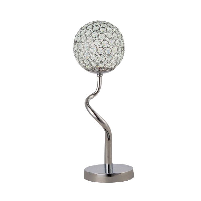 Noche de globo cromado y lámpara contemporánea de la mesa de la mesa del dormitorio de cristal insertado