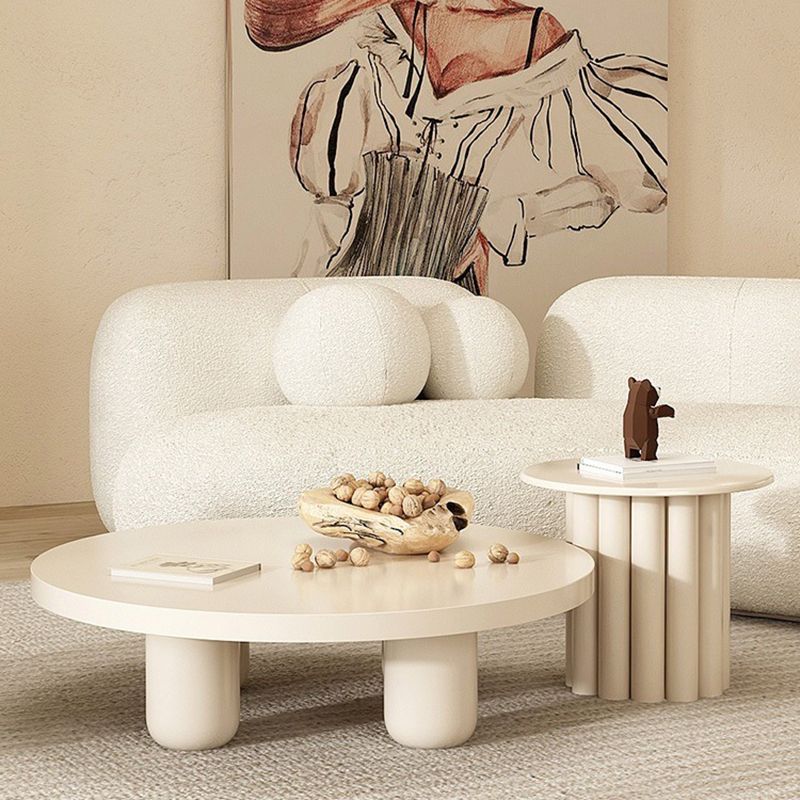 4 Legs Coffee Table Round Minimalist Coffee Table for Living Room
