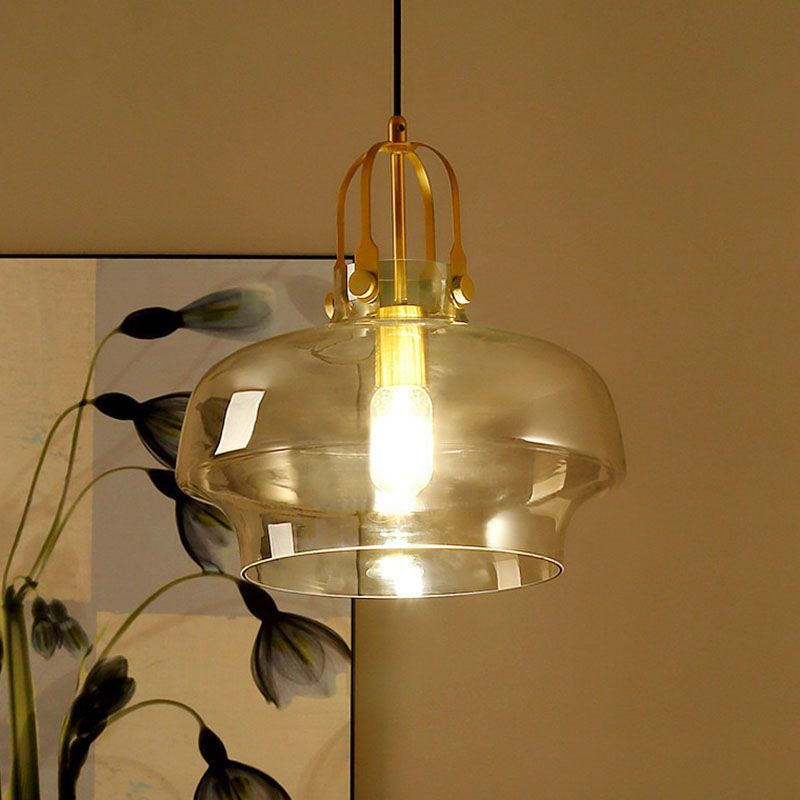 Pot Shaped Dining Room Hanging Lamp Glass Single Postmodern Ceiling Pendant Light