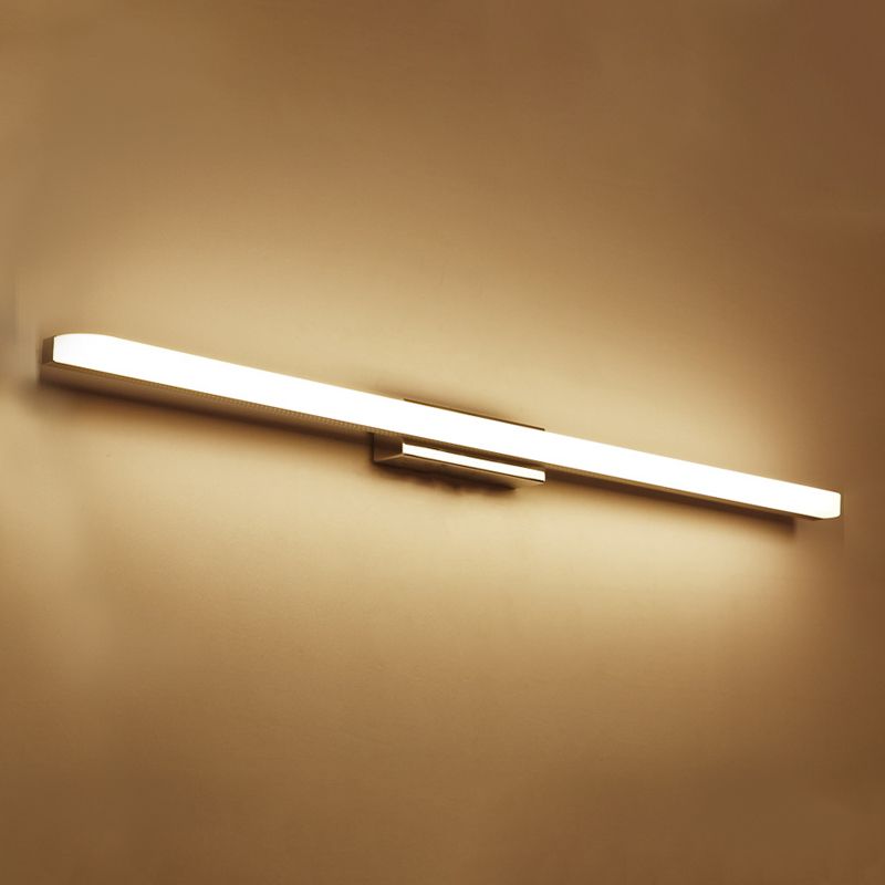 1 Light Linear Vanity Light Fixtures Modern Wall Mounted Mirror Front in Silver