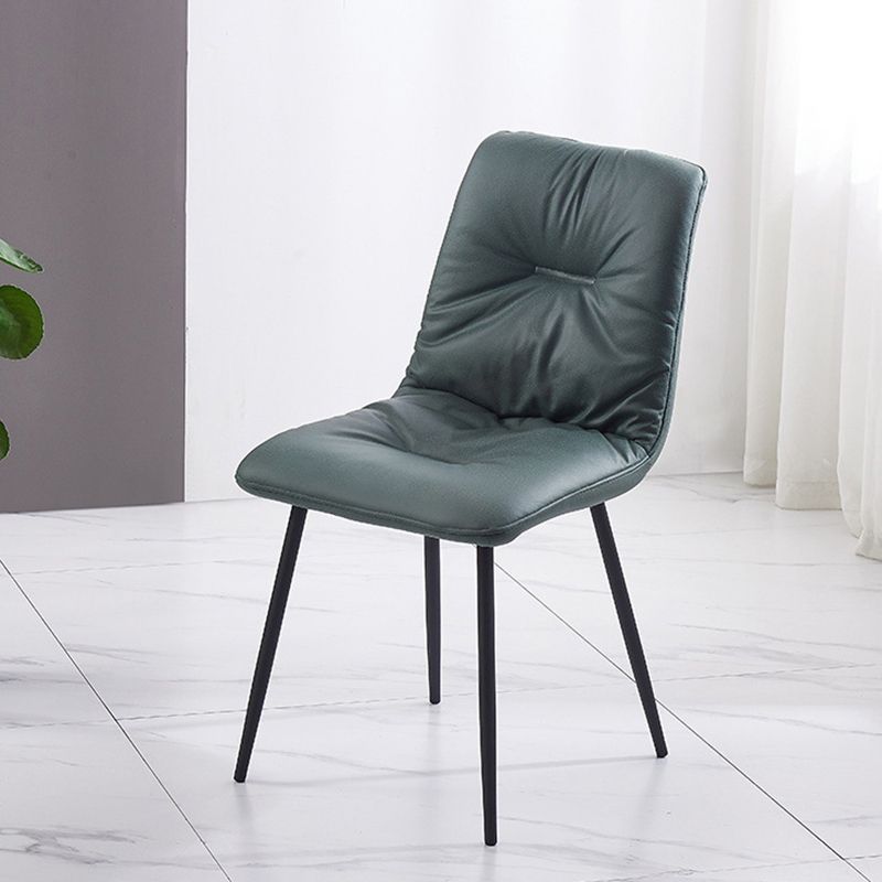 Contemporary Faux Leather Armless Dining Chairs Metal Dining Chair for Home Use