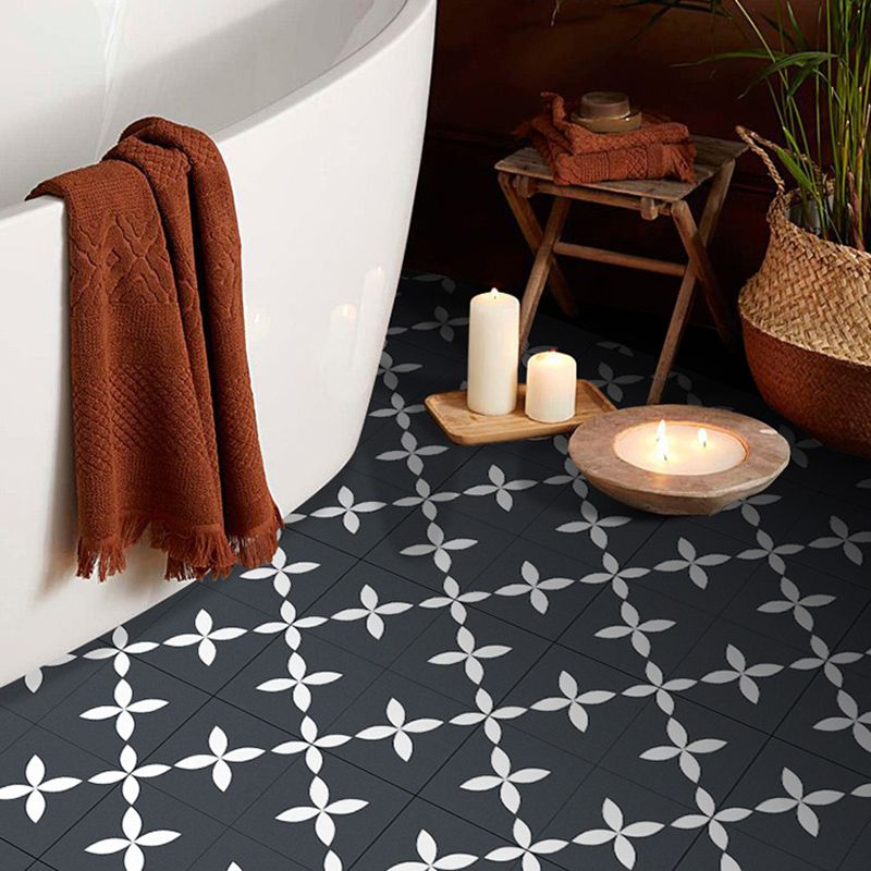 Square Interior Vinyl Flooring Peel and Stick Floral Print Waterproof Vinyl Flooring