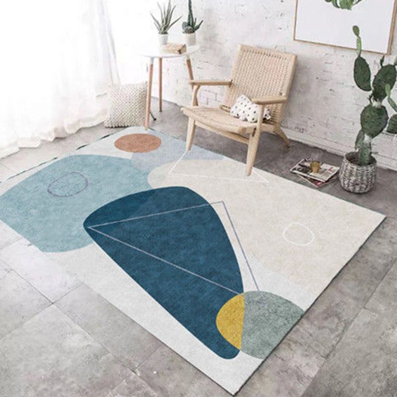 Multicolor Modern Area Carpet Polyester Abstract Print Indoor Rug Easy Care Carpet for Living Room