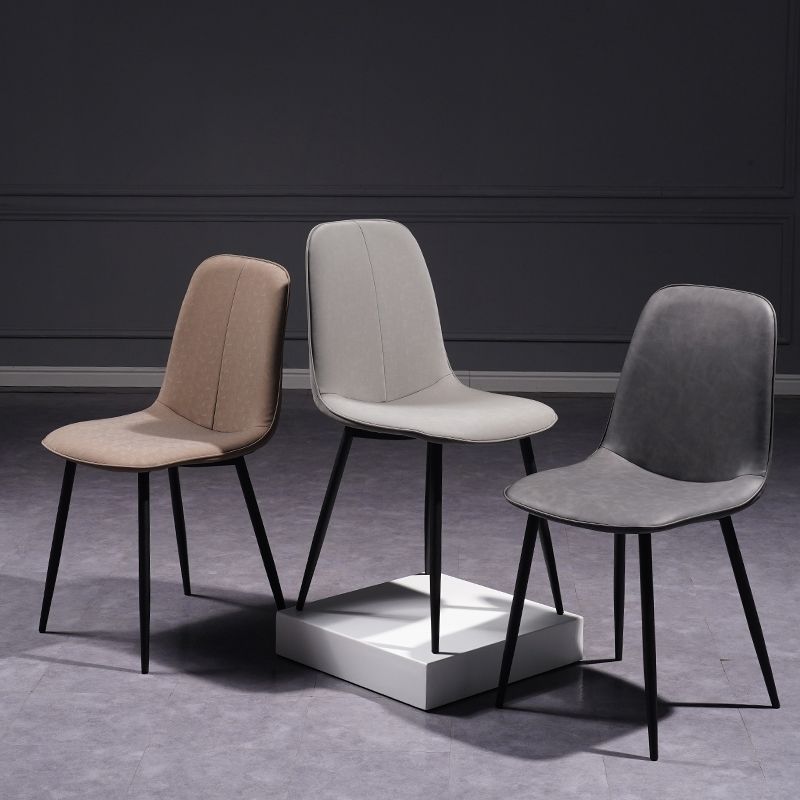 Chaise d'appoint de cuisine scandinave en cuir, finition mate, chaise de salle à manger à dossier solide
