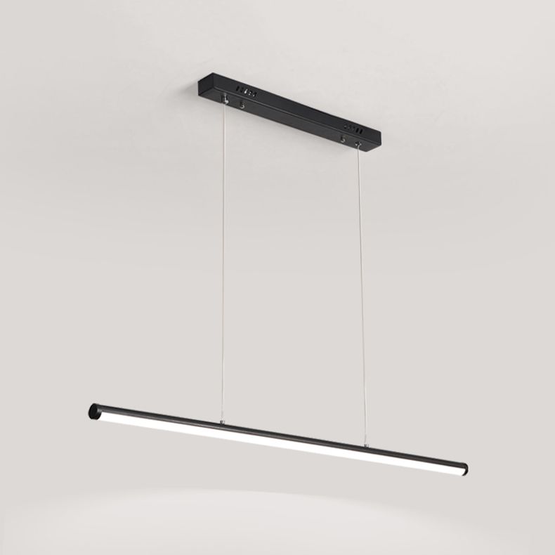 Linear Shape Island Pendant Contemporary Style Metal 1 Light Island Pendant Light in Black