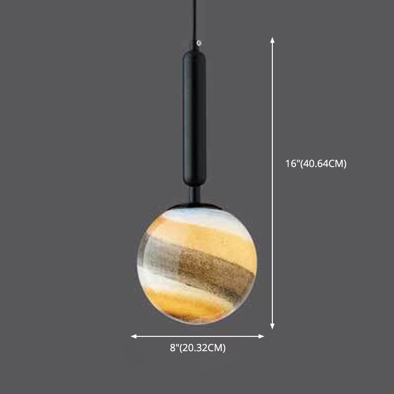 Luz de colgante de techo planeta Postmodern Glass Péndulo de dormitorio de 1 linda