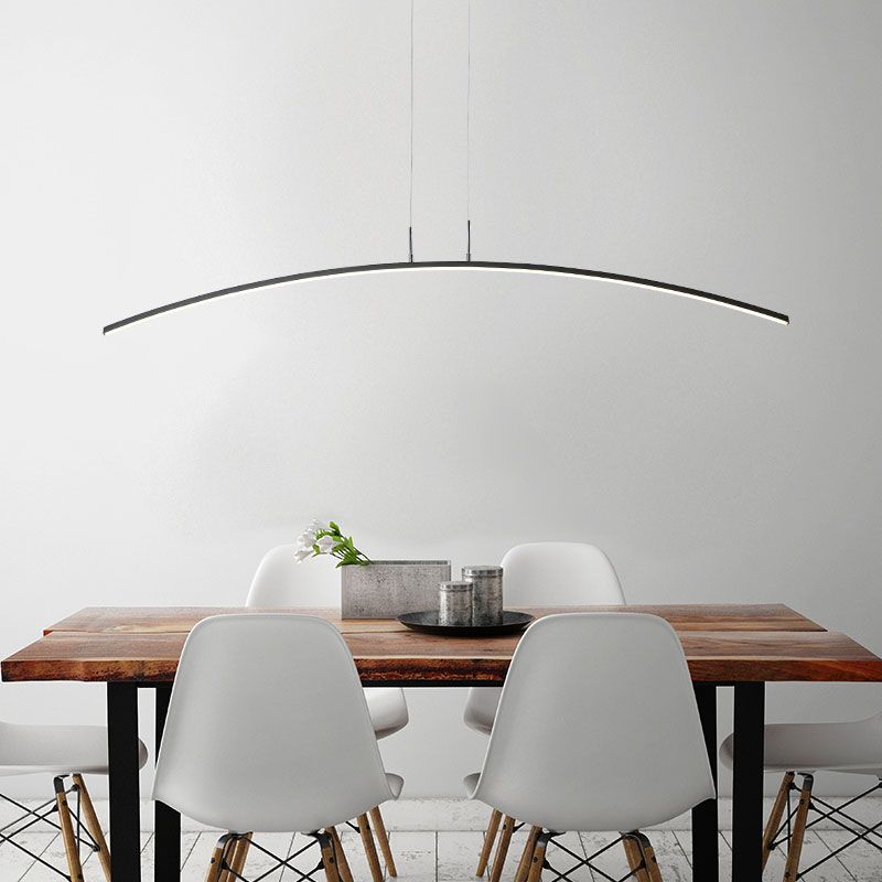 Arch Pendant Light Contemporary Acrylic LED White Ceiling Lighting Fixture in Warm/White/Remote Control Stepless Dimming Light