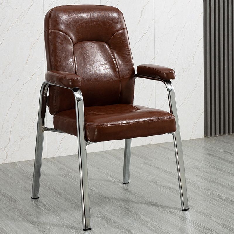 Sillas de comedor de cuero de estilo moderno Sillas laterales de comedor con brazo trasero sólido
