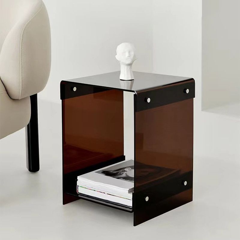 Plastic Side End Table 15.94" Wide Sled Sofa Side Accent Table