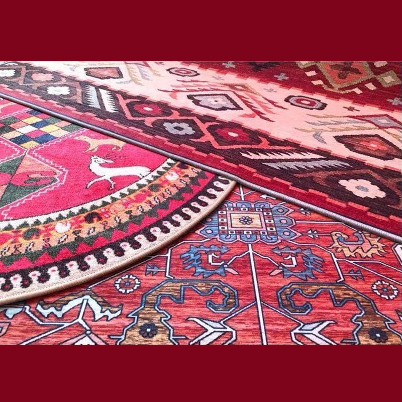 Green Shabby Chic Fläche Teppich Polyester Antiquitäten Muster Teppich Waschbar Anti-Schlupf-Teppich für Schlafzimmer