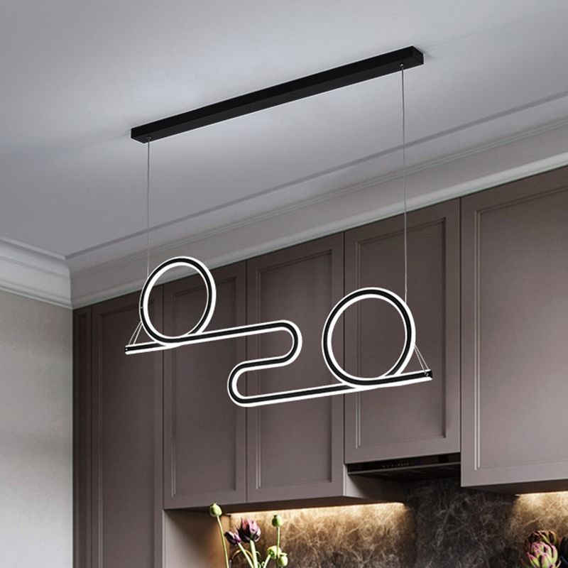 Salle à manger torsadée Pendante Light acrylique LED de suspension de plafond contemporain en noir