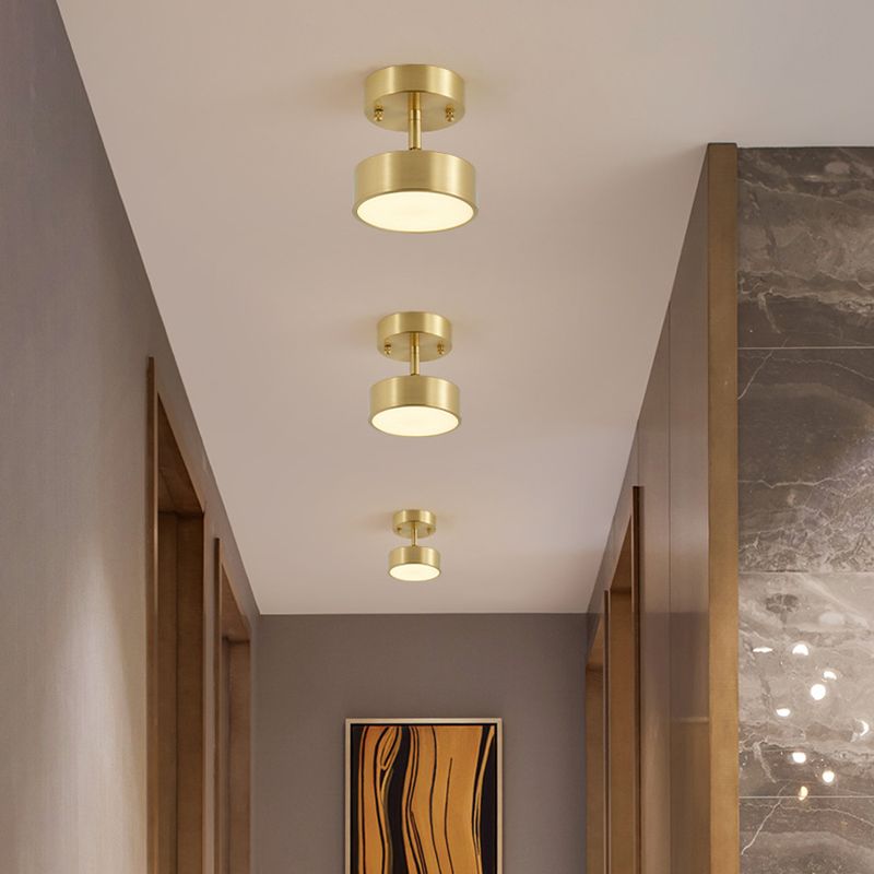 Modern Semi Flush Light Round Ceiling Lighting with Metal for Hallway