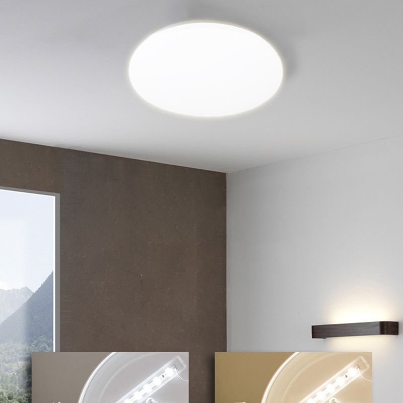 Weiße, kreisförmige LED-Deckenleuchte im modernen, prägnanten Aluminium-Einbaustil mit Acrylschirm