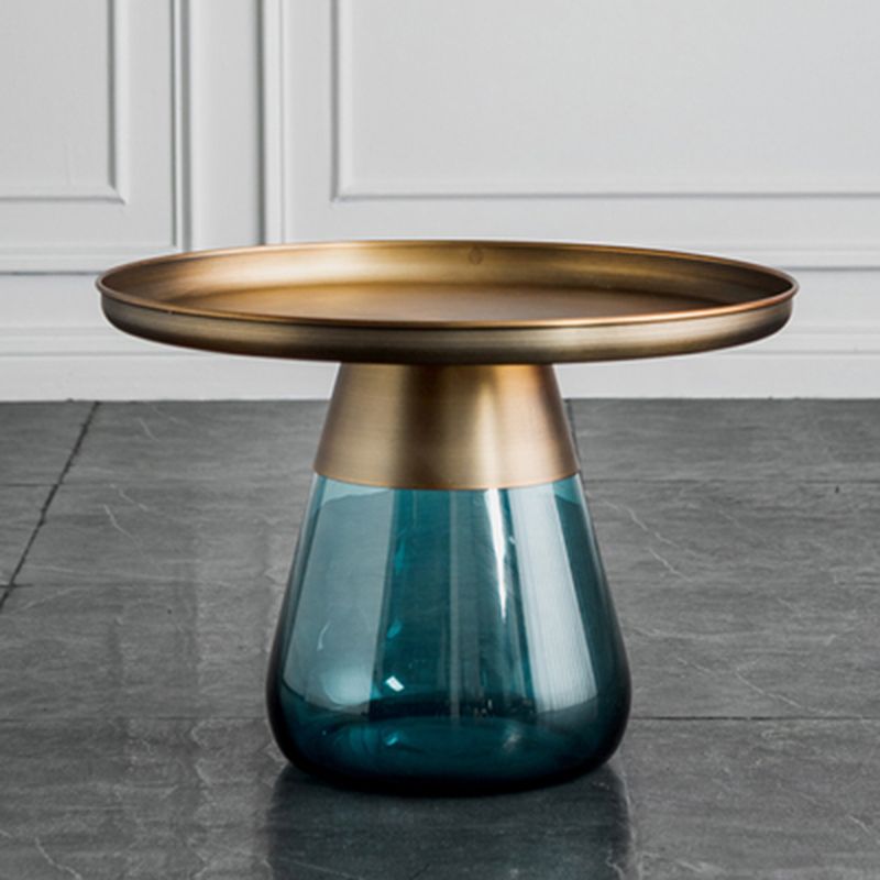 16.5"/20.4" Tall Glass Pedestal Metal Round Tray Top Coffee Table