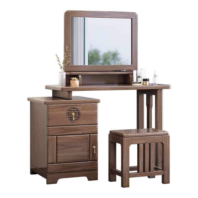 Traditions With Drawer Brown Mirror Bedroom With Stool Make-up Vanity