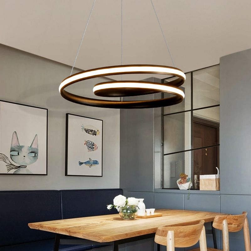 Modern Simplicity LED Hanging Lamp Lacquered Aluminium Linear Chandelier with Silicone Shade