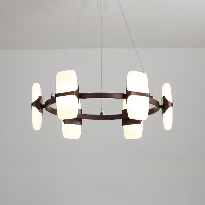26"/30" Wide Circular Pendant Light Kit Modern Metal 8 Lights Coffee Hanging Chandelier