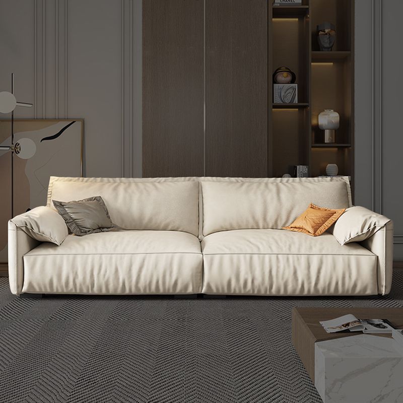Leather Square Arm Loveseat Standard Loose Back Settee Furniture