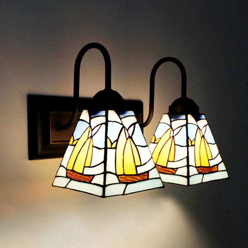 Tiffany Mirror Lamp Fixture European Style Mediterranean Mirror Lamp for Bedroom