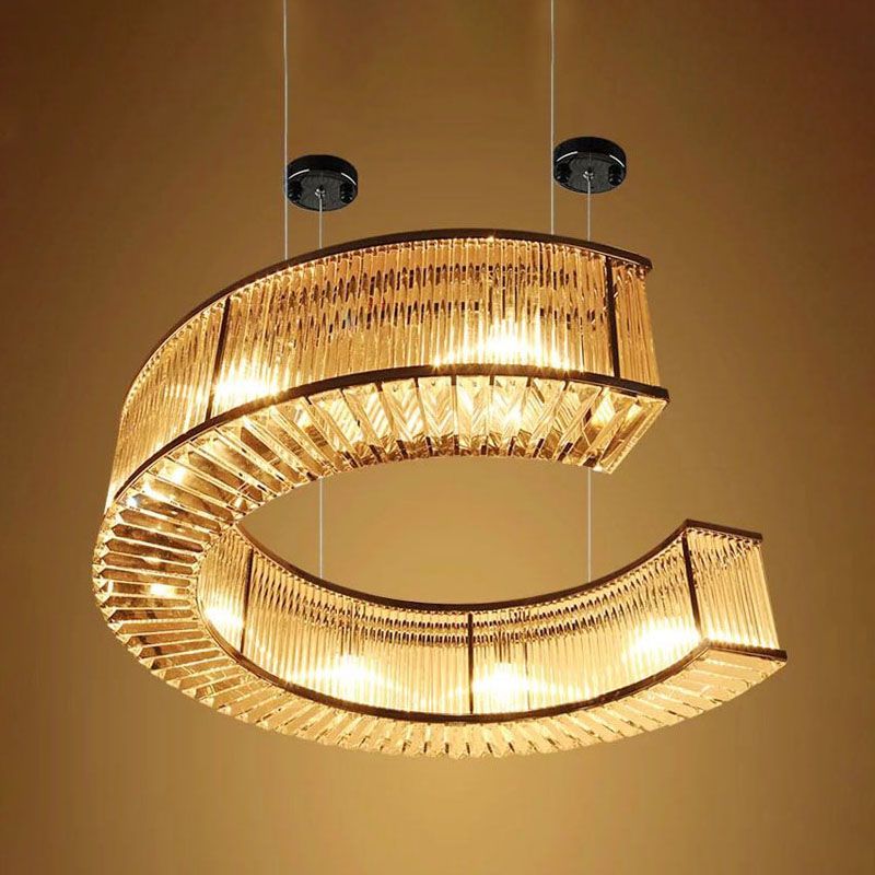 6 bulbi Blocco Crystal Blocco sospeso lampadario vintage Gold Claio C a forma di salotto a sospensione Funzione per illuminazione a sospensione