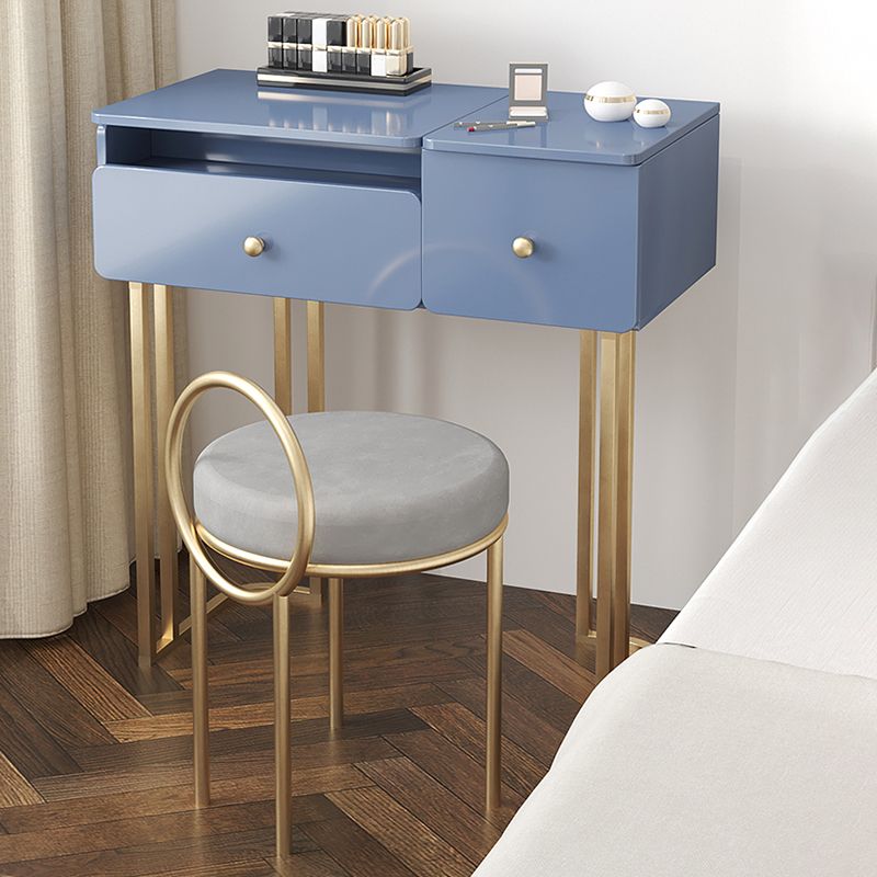 Contemporary Vanity Makeup Table Set 2-Drawer Wood Dressing Table