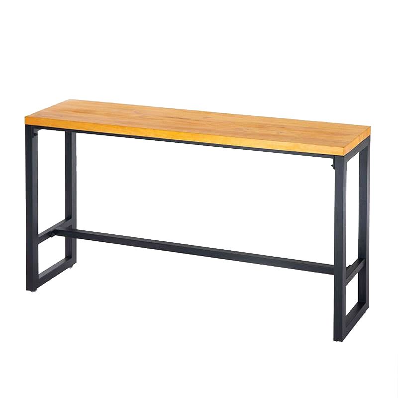 Industrial Style Rectangle Bar Table Solid Wood Bar Dining Table with Footrest