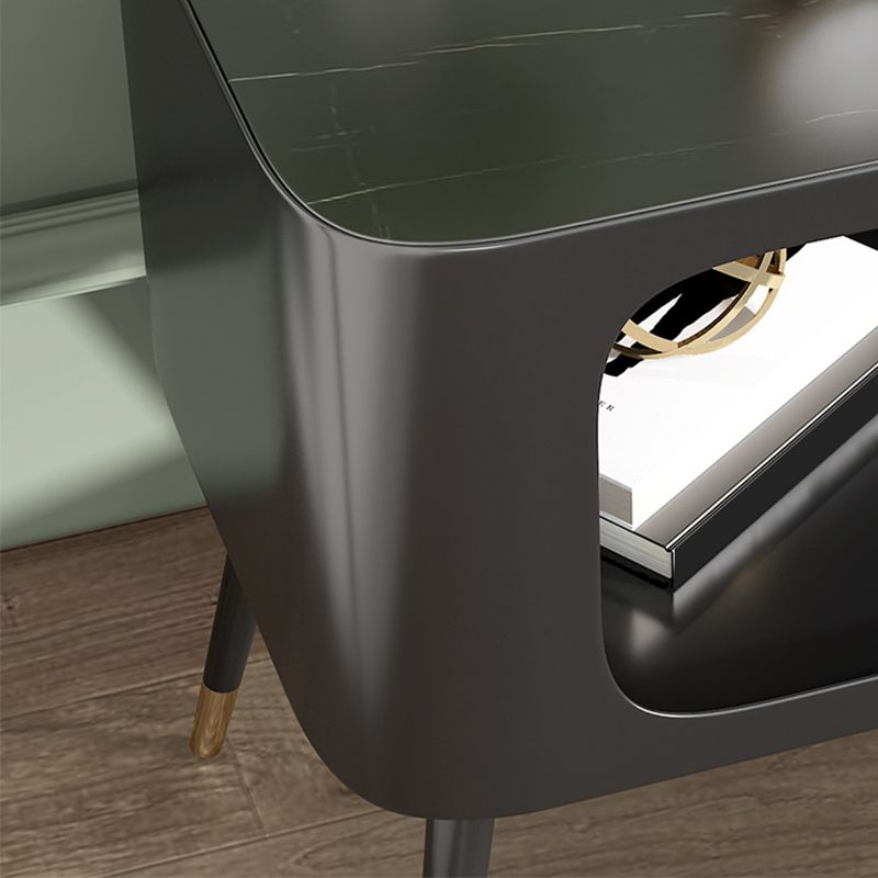 Modern 20 Inch H Bed Nightstand Open Storage Stone Top Legs Included Night Table