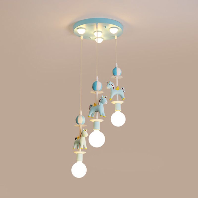 Rainbow Unicorn Nursery Pendant Ceiling Light Resin Kids Multi Lamp Pendant Light