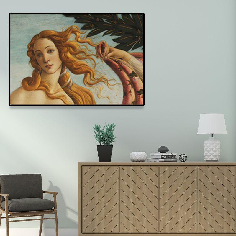 Religious Birth of Venus Painting Traditional Textured Canvas Wall Art in Yellow