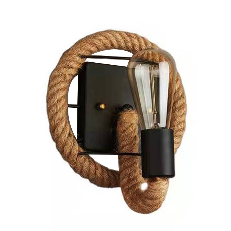 Geometric Wall Light Fixture Modern Rope 1 Light Wall Sconce in Black