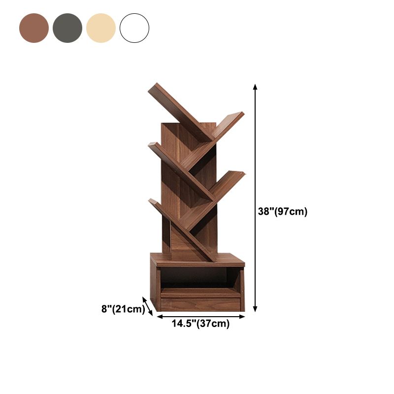 Manufactured Wood Corner Bookshelf Modern Closed Back Vertical Bookcase