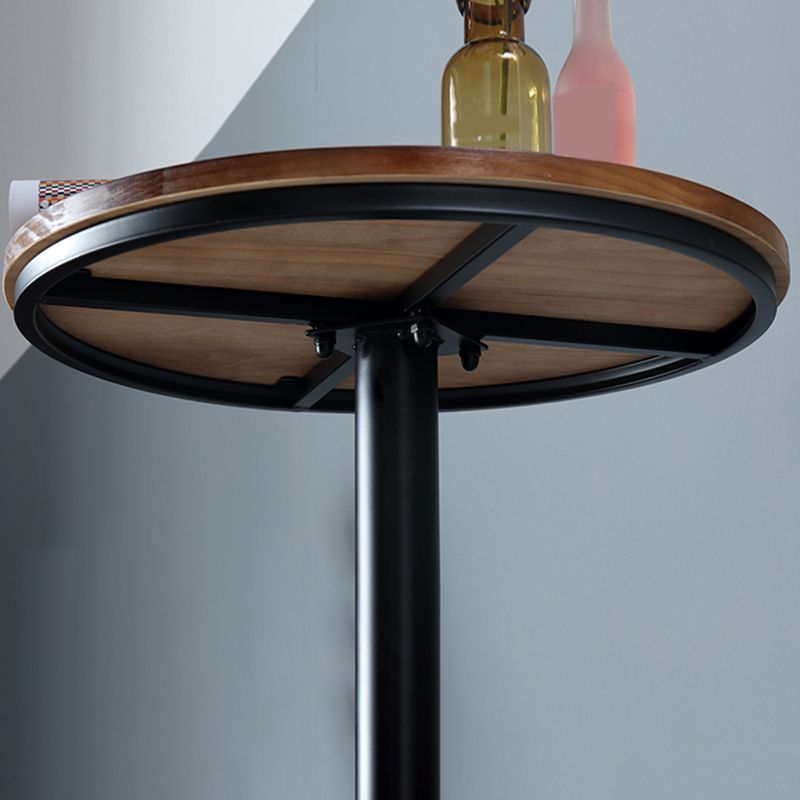 Industrial Metal Base Bar Table Black Iron Solid Wood Patio Bar Table
