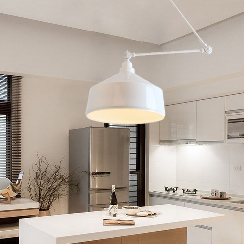 Modern Dome Pendant Light Fixture Metal 1 Light Dining Room Down Lighting in White