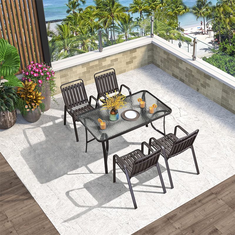 Industrial Dining Armchair Metal and Plastic Patio Dining Armchair