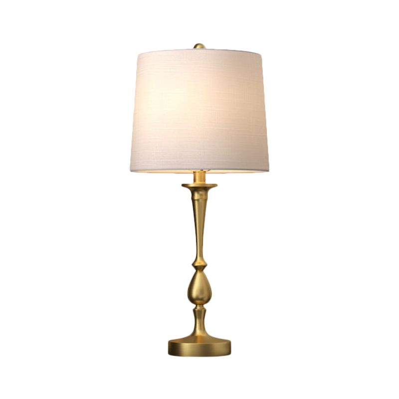 Stofffassform Nachtlampe Antiquier 1-Licht Schlafzimmer Tischstand Beleuchtung in Schwarz/Silber/Gold