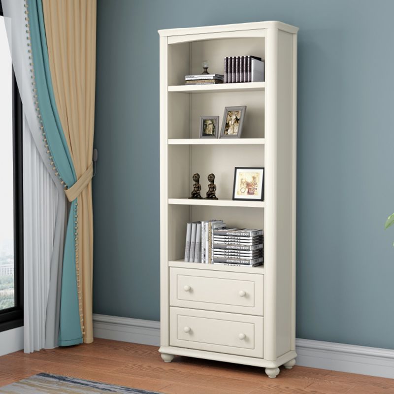 Wood Standard Bookshelf White Contemporary Bookcase with Shelves