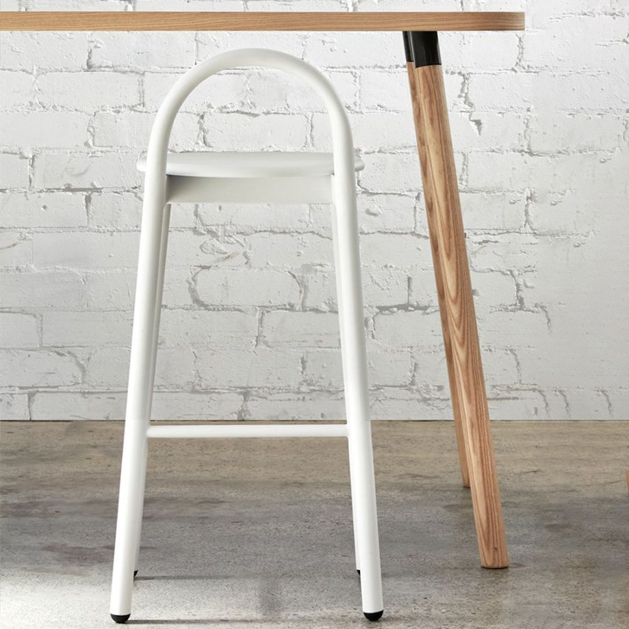 Industrial Circular Wood Top Barstool Metal 4 Legs Bar Stool for Living Room