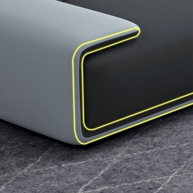 Faux leather Grey Sectional Armless Stain-Resistant Sectional for Living Room