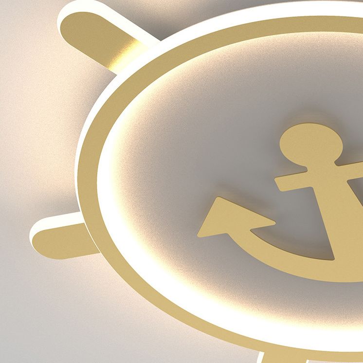 Gold Circular LED Ceiling Light in Kids Creative Style Aluminium Flush Mount with Acrylic Shade