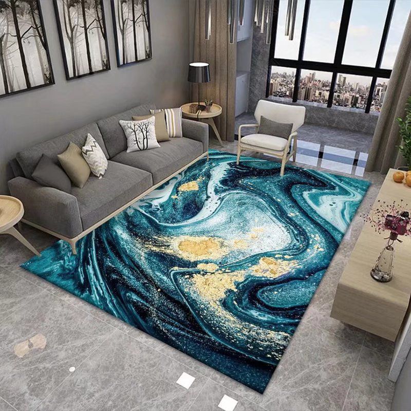 Purple Abstract Print Rug Polyester Pattern Rug Washable Rug for Home Decor