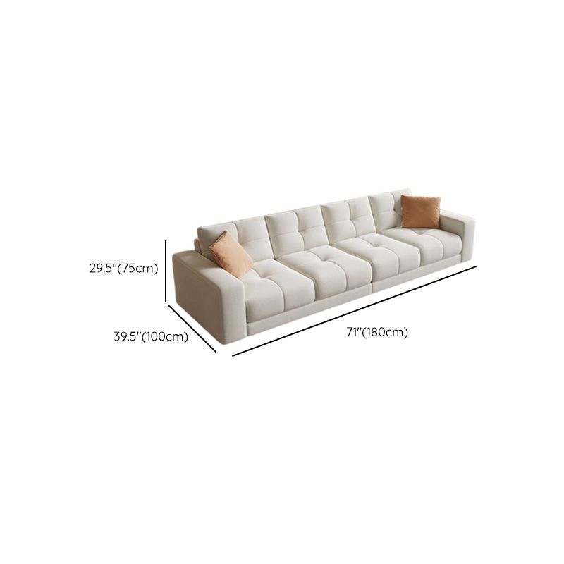 29.52" Tall Square Arm Sofa with Pillows Modern White Tufted Sofa