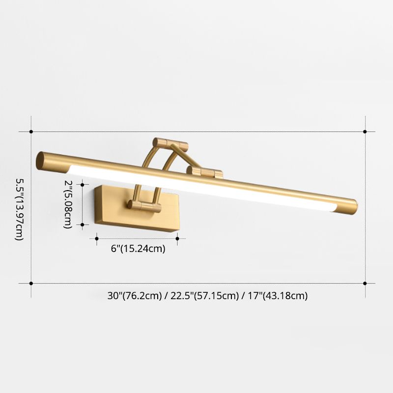 Modern Luxury Style Cylindrical Flush Mount Wall Sconce Copper Wall Mounted Vanity Lights in Gold Finish