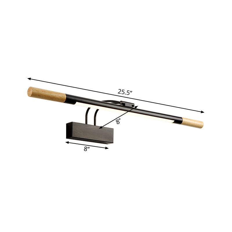 Wooden Armed LED Vanity Light Contemporary 1 Light Black/White Wall Sconce Lamp in Warm/White Light for Bathroom