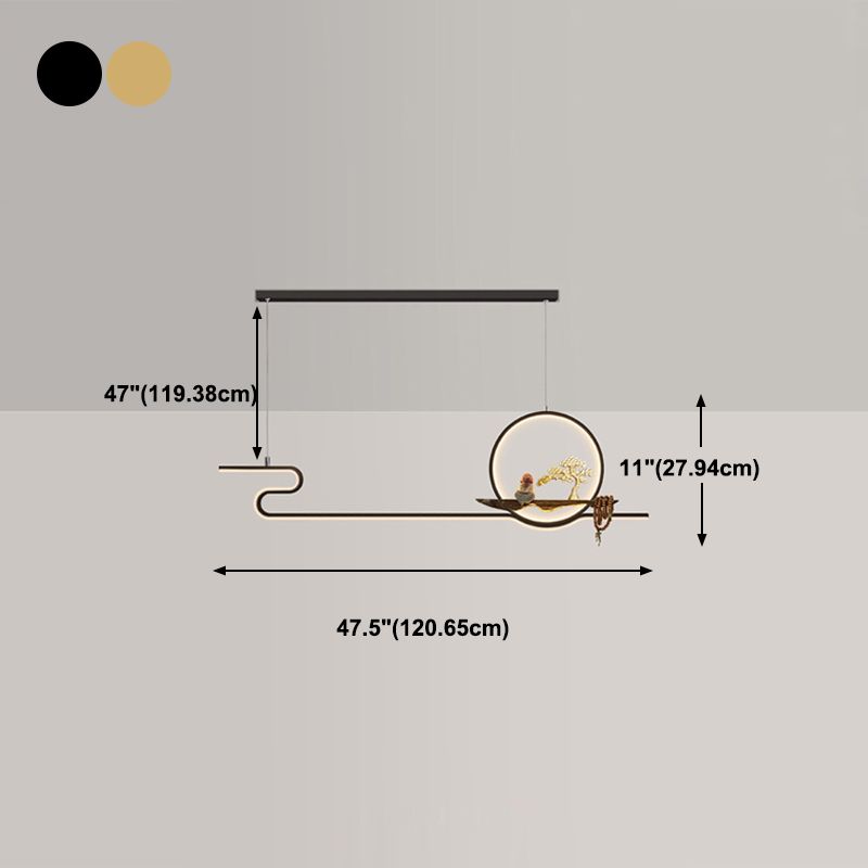 Luces de isla de forma lineal de estilo moderno Metal Dos accesorios de iluminación colgante