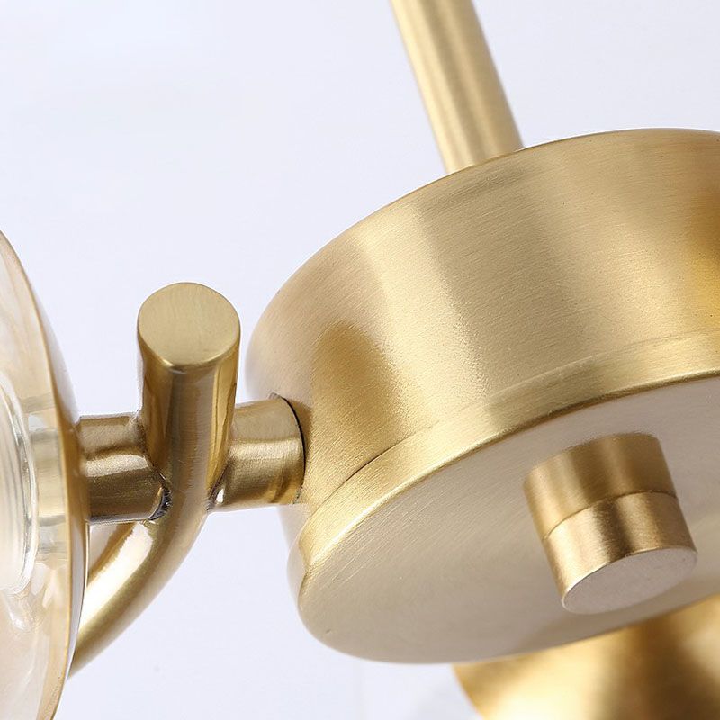 Lámpara de techo metálico posmoderna de luz de oro de oro en oro con bola de vidrio transparente y blanco
