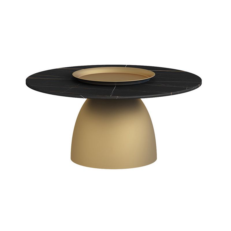 Mid-Century Modern Pedestal Metal Tray Top Round Single Coffee Table