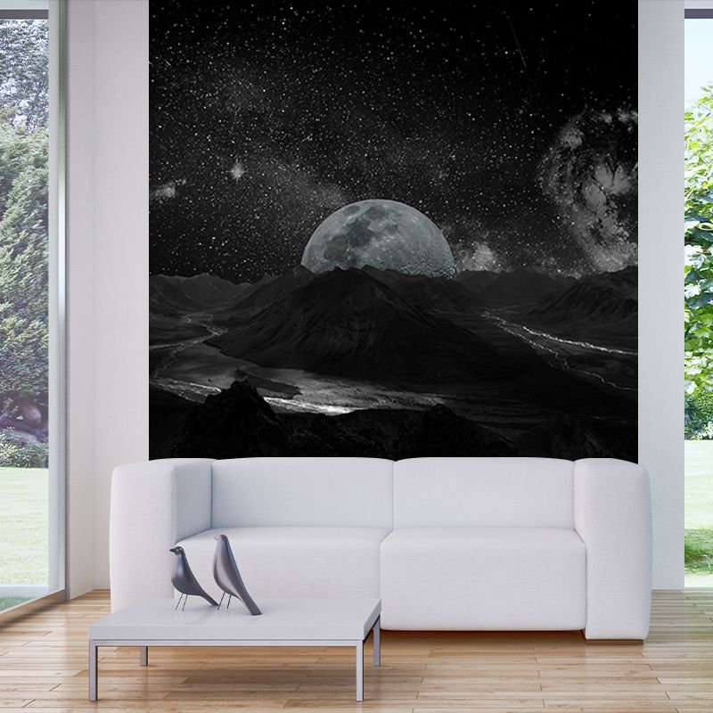 Zeitgenössisches Kosmos-Wandbild in dunkler Farbe für das Wohnzimmer, individuelle Größe erhältlich