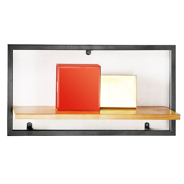 Wall Mounted Shelf Bookcase Industrial Metal and Wooden Bookshelf