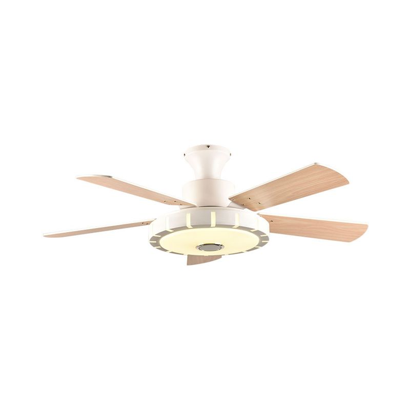 Salon circulaire fans modernisme modernisme metal led 32 "w blanc semi-flush monte plafonnier avec 5 lames